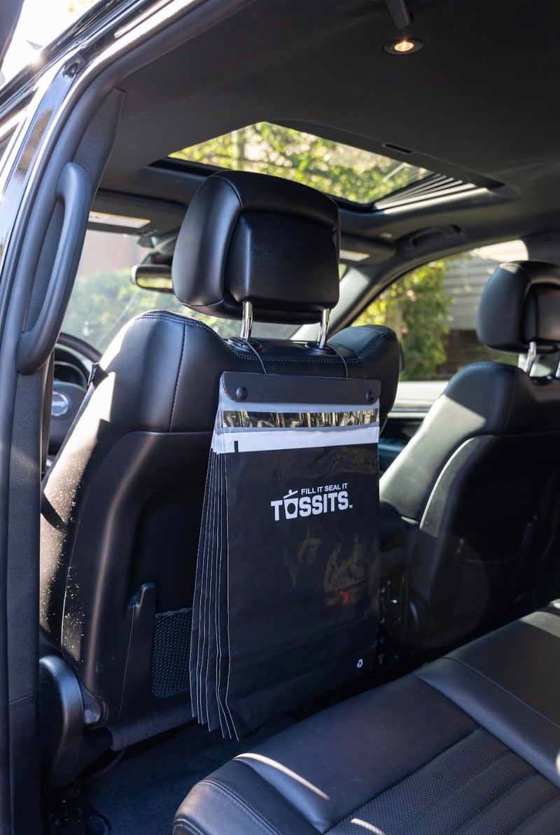 Tossits Recycled Disposable Car Trash Bags â€“ Leakproof, Smell Proof Hanging Garbage Bags for Car, Truck, SUV, RV & Vehicle â€“ Black, 21 Count Disposable Automotive Trash Bags - Image 4